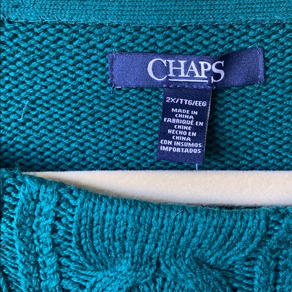 Chaps by Ralph Lauren Green Cable Knit Sweater 2X - Picture 2 of 6